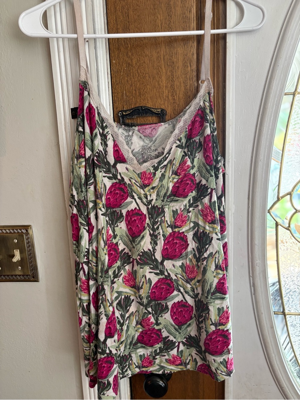 Floral Pink & Green Sleeveless Camisole